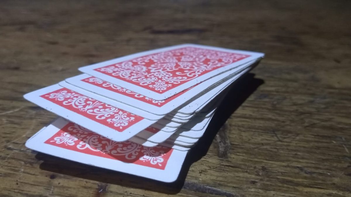 Solitaire cards placed on a wooden board inside a local entertainment joint at Thika's Kisii Estate. PHOTO/David Nthua