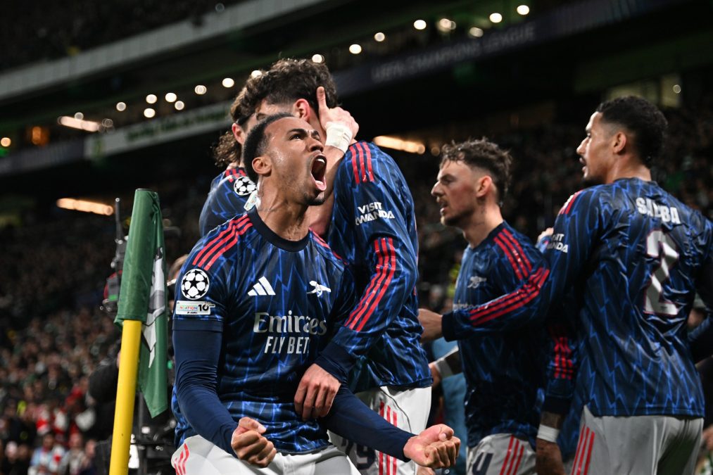 Arsenal players celebrating their win against Sporting CP on Tuesday, April 7, 2026, in Lisbon. PHOTO/https://www.facebook.com/Arsenal