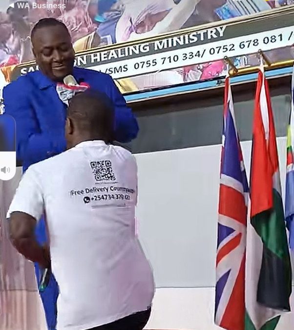 Pastor Kanyari praying for Mbavu Destroyer. PHOTOS/Screengrabs by K24 Digital of TikTok video by @mbcmtv.