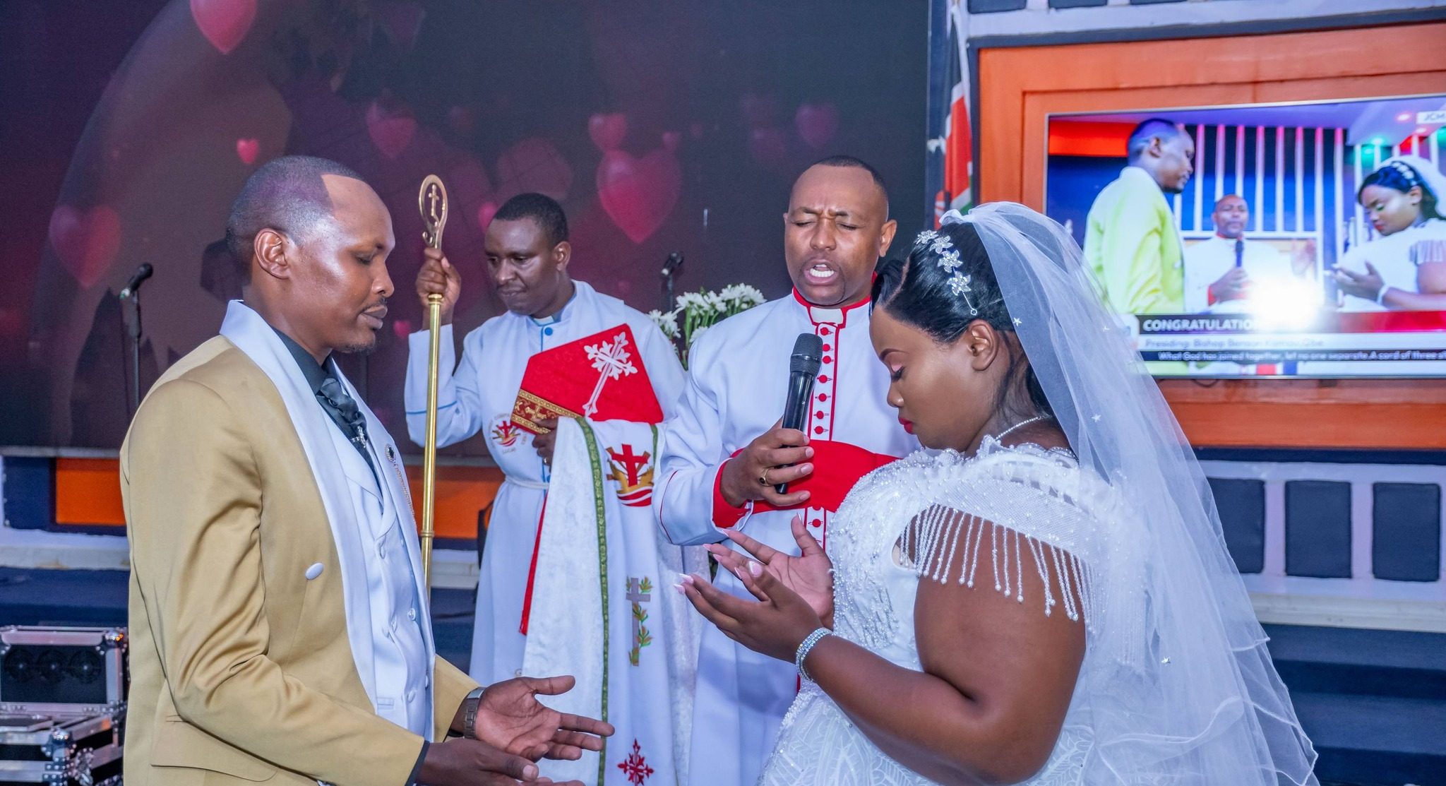 Bishop Kiengei celebrates as couple exchange vows at JCM Church wedding