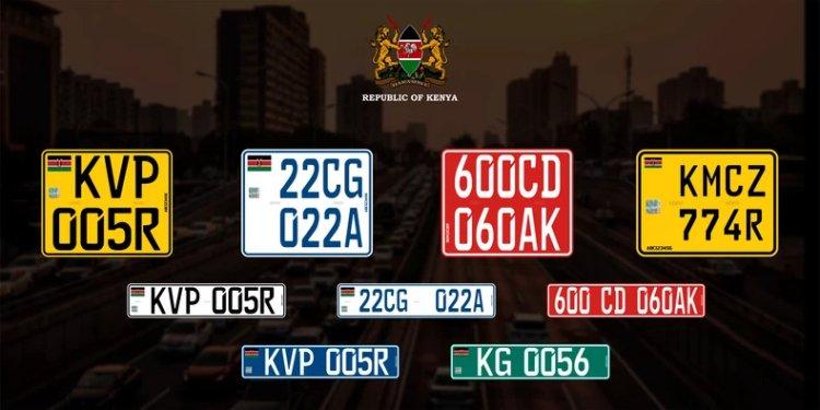Different versions of vehicle number plates as per NTSA. PHOTO/https://web.facebook.com/ntsamedia