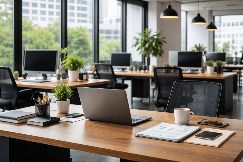 A setup of an office. PHOTO/Photo generated by AI