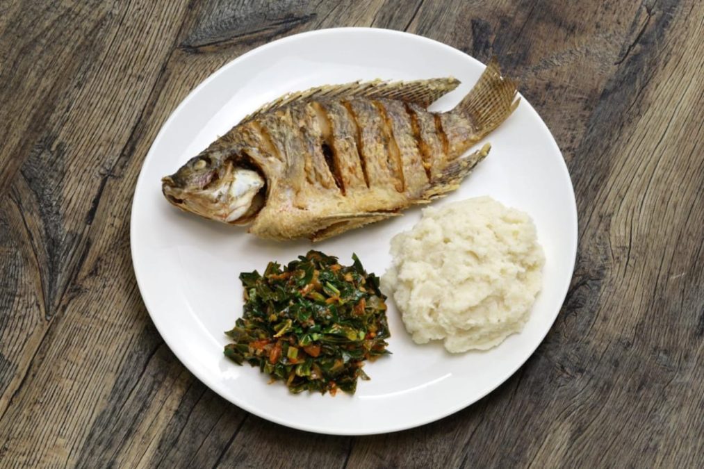 photo of fish, grains and ugali