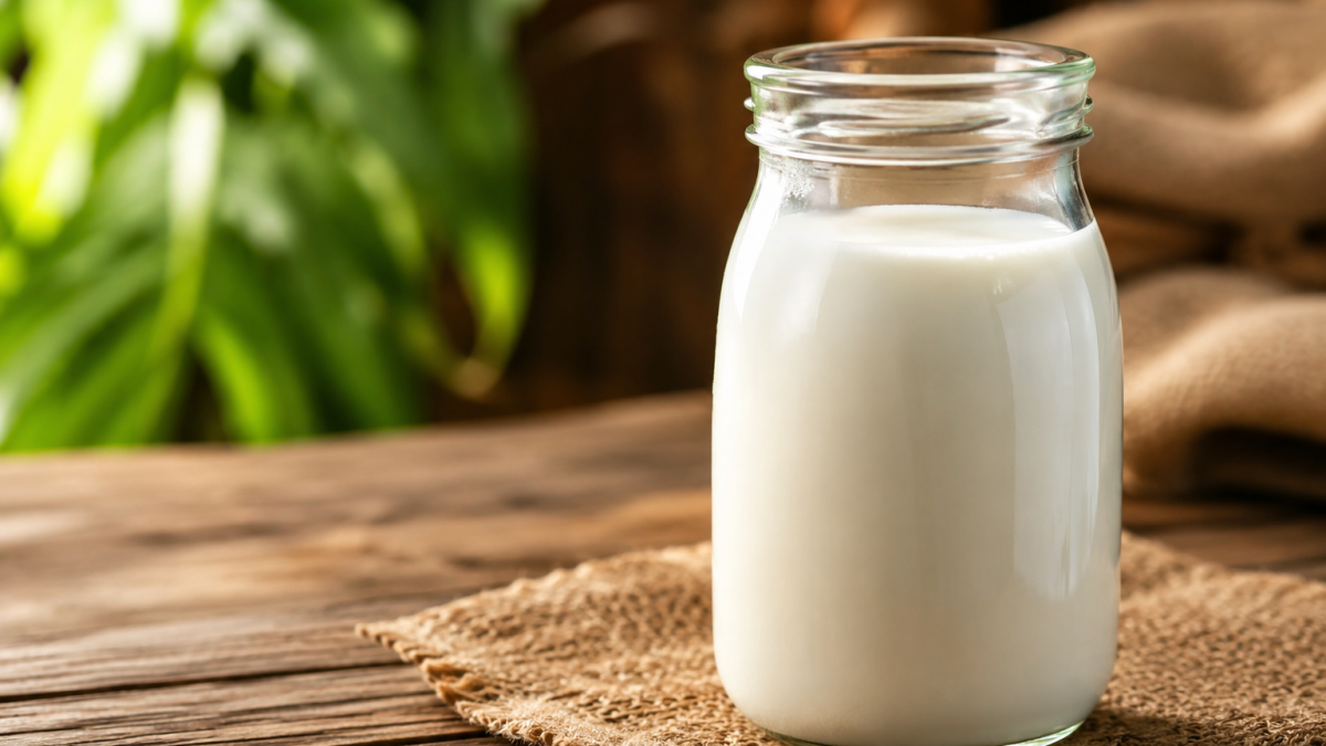 Milk in a jar. PHOTO/Photo generated by AI