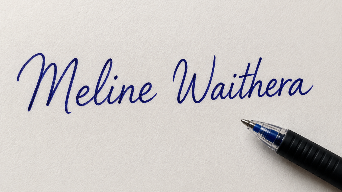 A name of Meline Waithera written on a piece of paper. PHOTO/AI