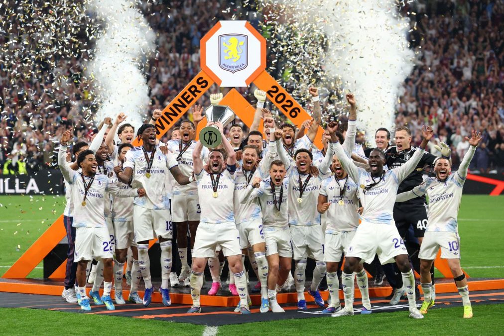Aston Villa players celebrating their Europa League victory over Freiburg on Wednesday, May 20, 2026. PHOTO/https://www.facebook.com/astonvilla