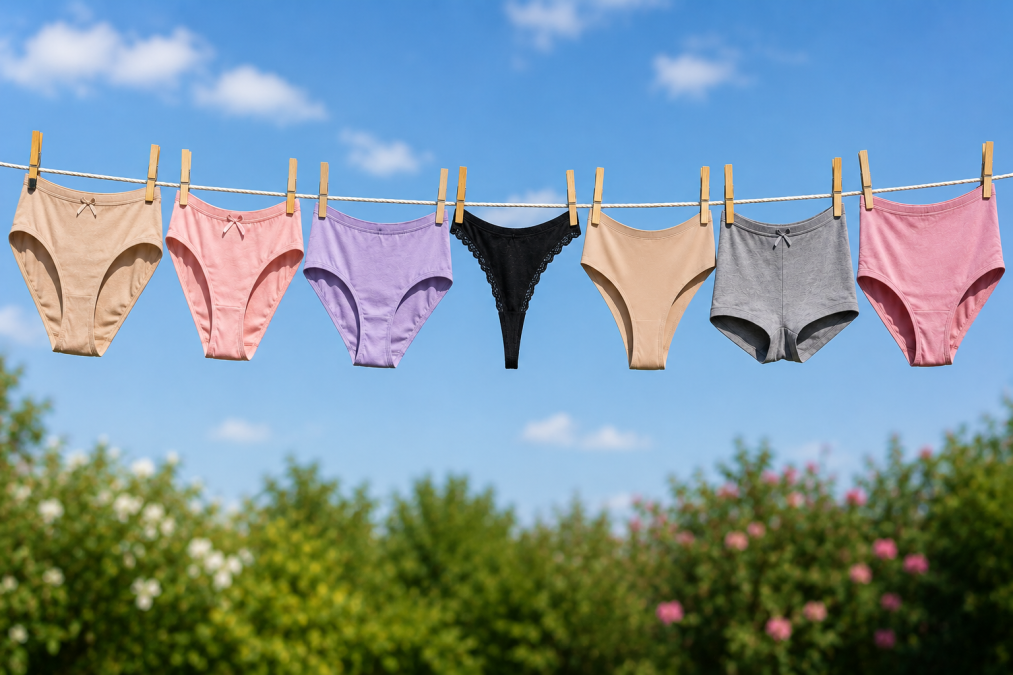 An image of women underwears on a clotheline. PHOTO/AI