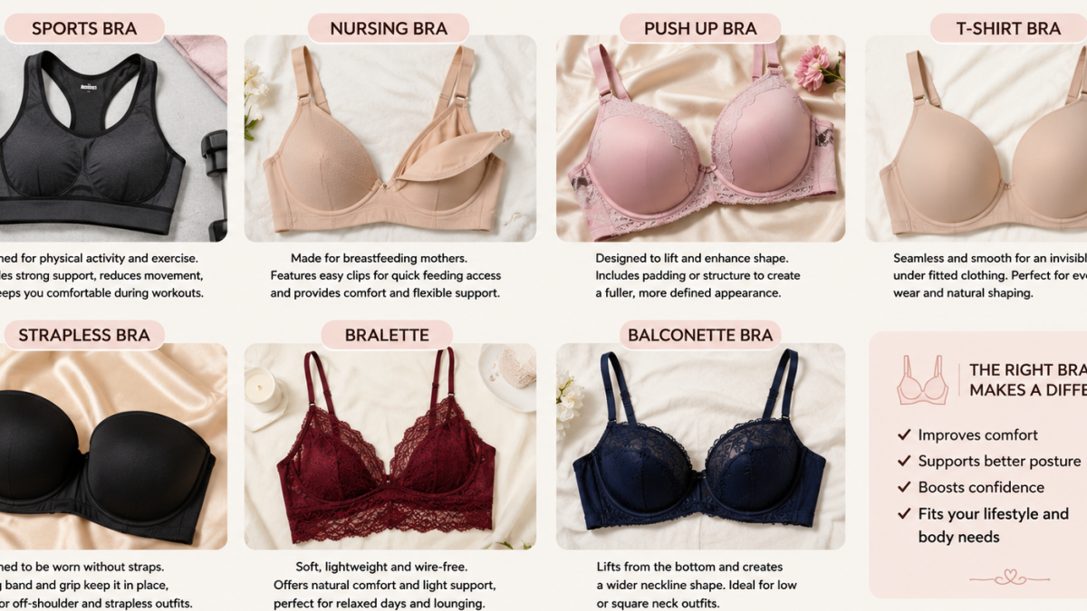 A 16:9 image of different types of women's bras. PHOTO/Photo generated by AI