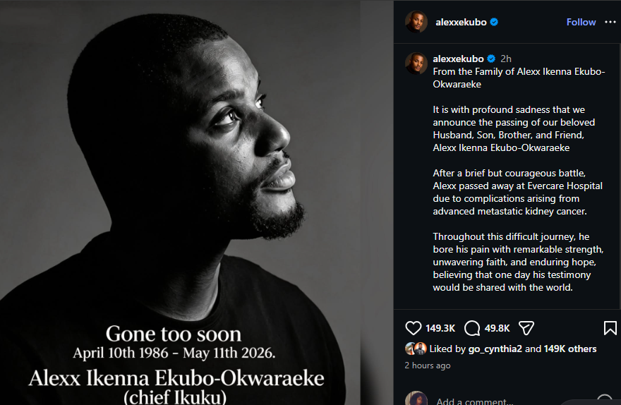 A post shared by Alexx Ekubo on Instagram. PHOTO/Screengrab by K24 Digital