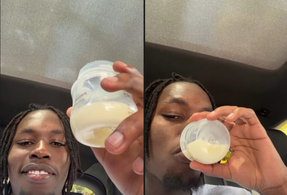 Charlie Jones trying breast milk
