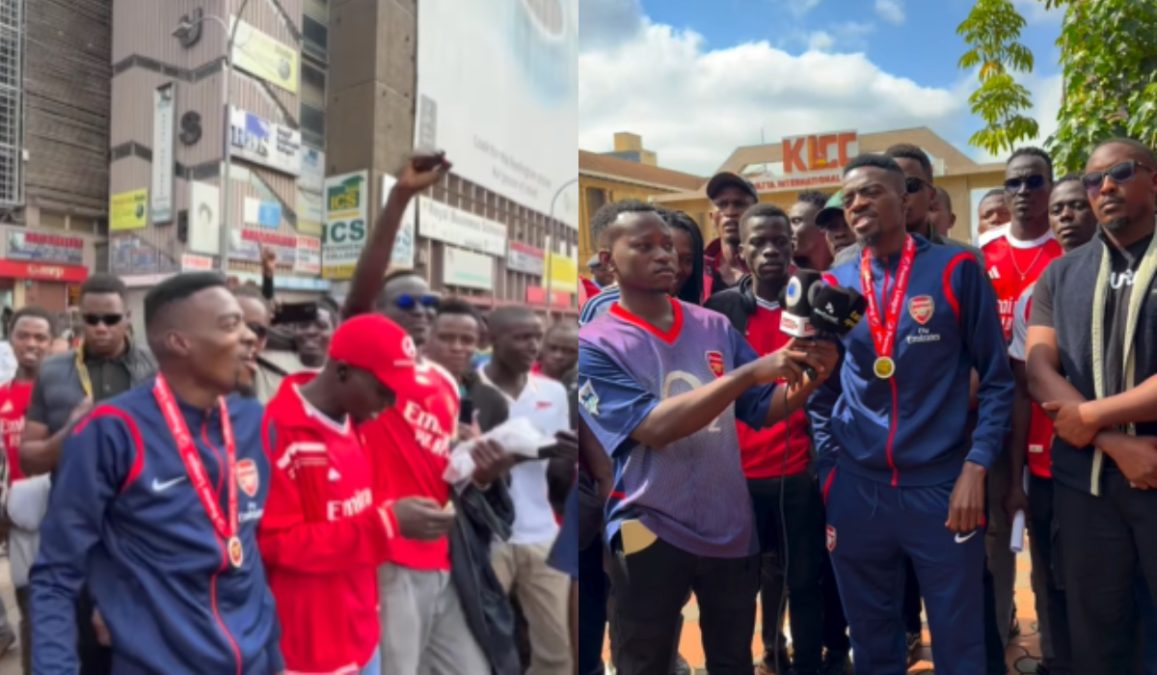 A collage of Arsenal fans in the CBD. PHOTO/@usefulidioty/Instagram.