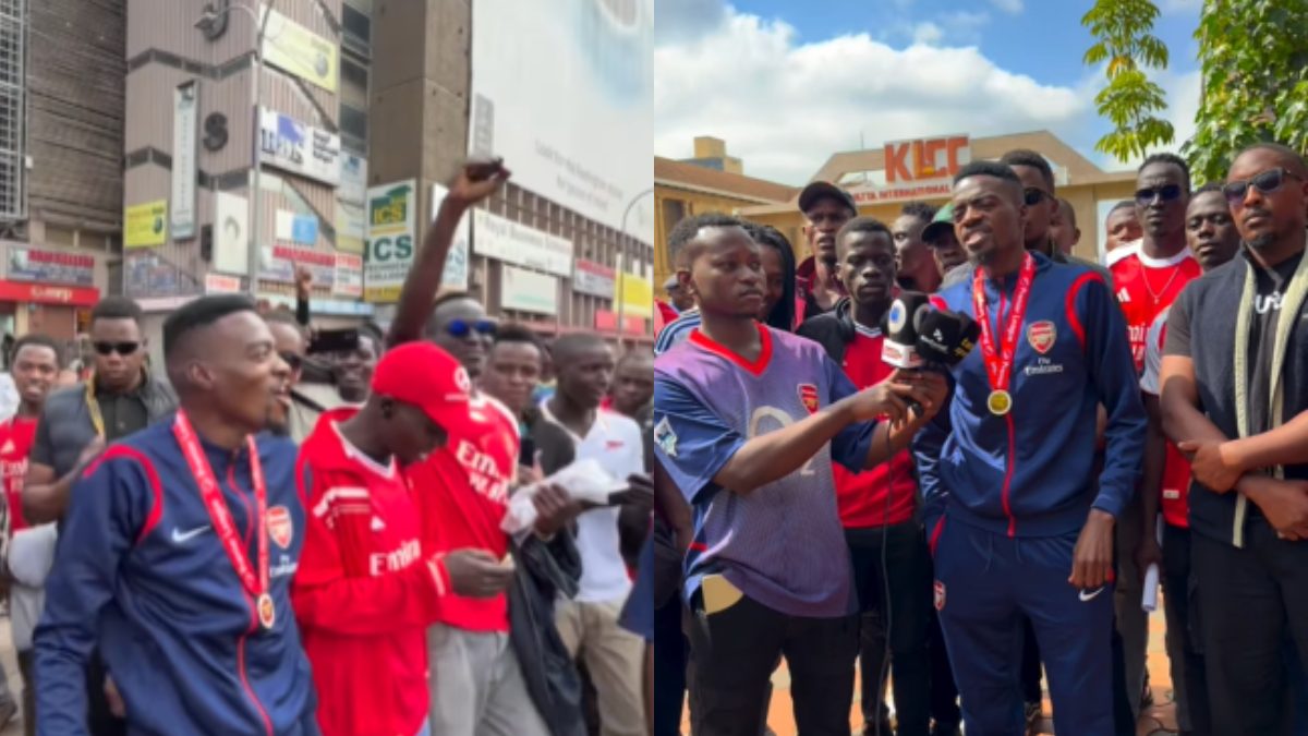 A collage of Arsenal fans in the CBD. PHOTO/@usefulidioty/Instagram.