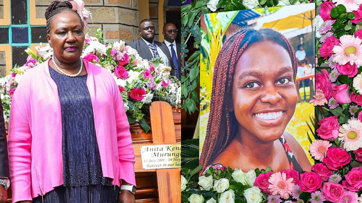 Kiraitu's wife, Priscilla, during their daughter's burial. PHOTOS/https://www.facebook.com/Julius.taitumu1