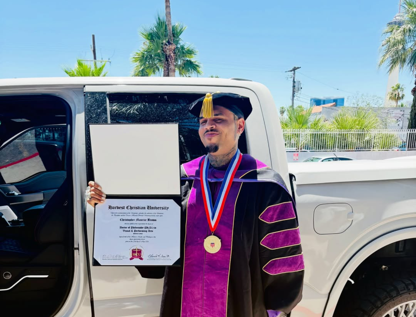 Chris Brown awarded honorary PhD in visual and performing arts