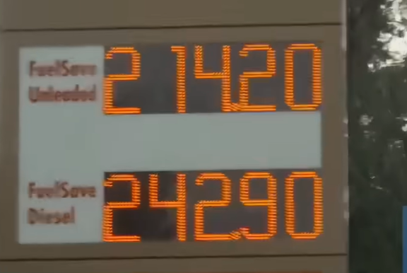 Fuel prices currently. PHOTO/Screengrab by K24 Digital
