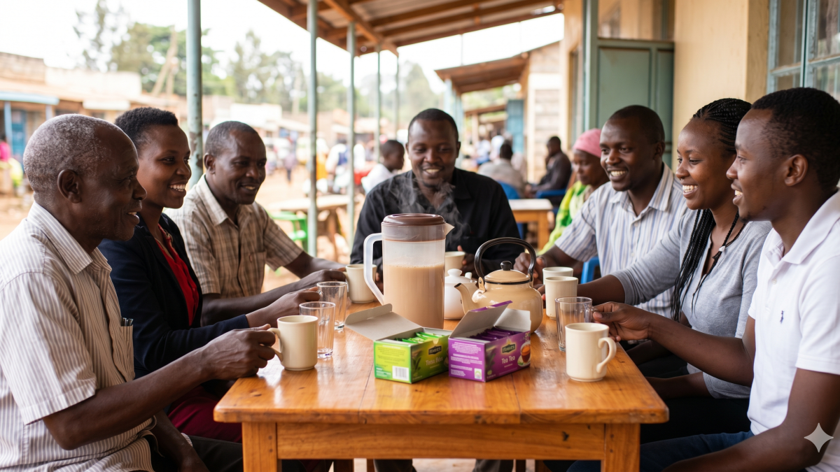 A photograph showing diverse Kenyans gathering around a table with various types of tea choices. PHOTO/Gemini