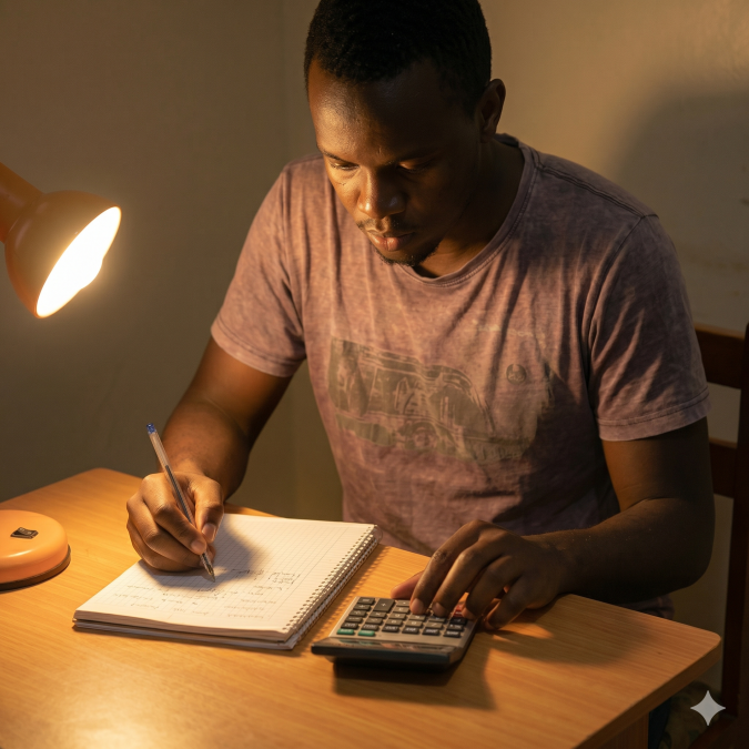 A man makes calculations and writes in a book. PHOTO/Gemini