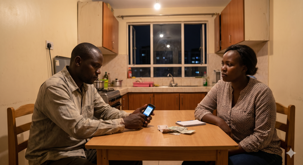 A couple sits in strained silence at their kitchen table, emotional distance palpable between them. PHOTO/Gemini