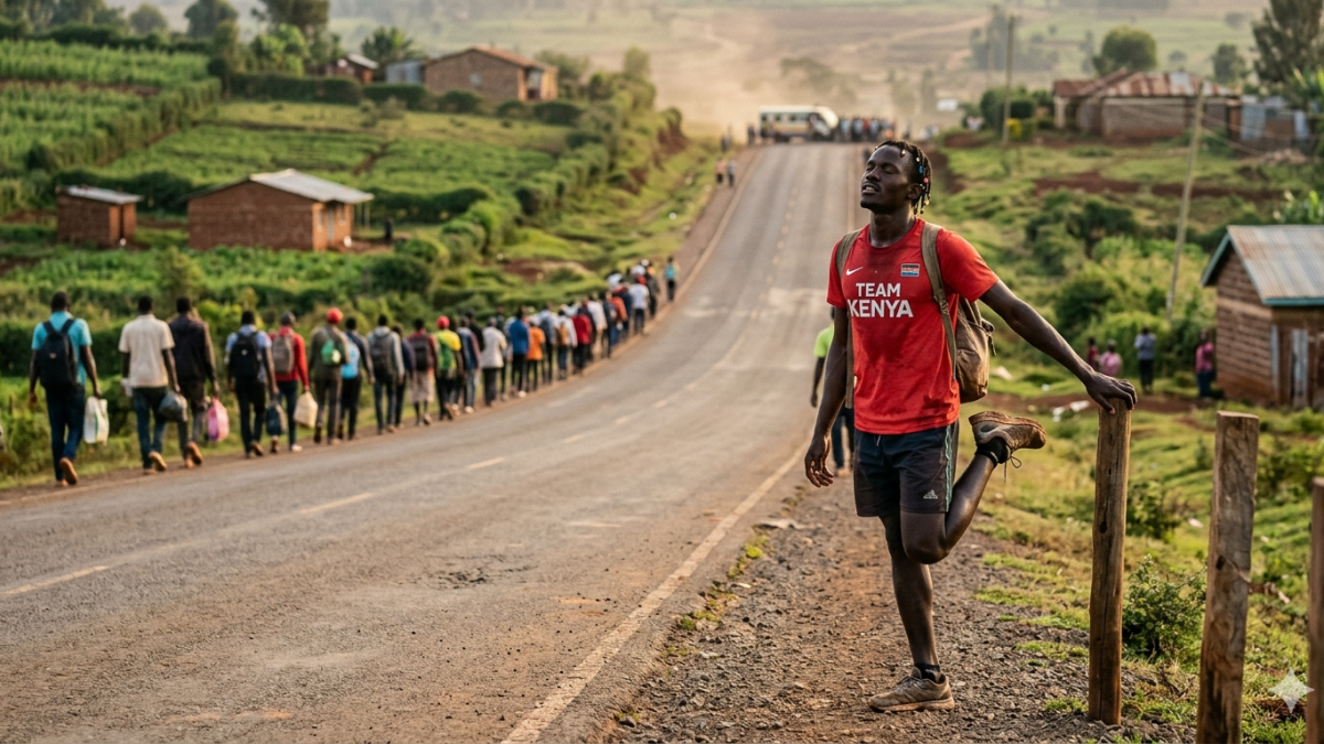 A man stretching after walking a long distance on the road due to the lack of public transport. PHOTO/Gemini