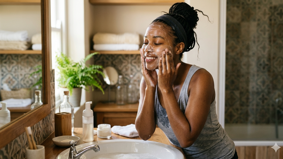 A woman doing her face care with face products. PHOTO/Gemini