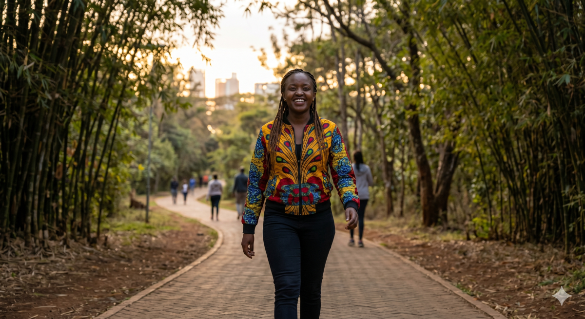 A smiling woman experiences relief during a golden hour sunset walk. PHOTO/Gemini