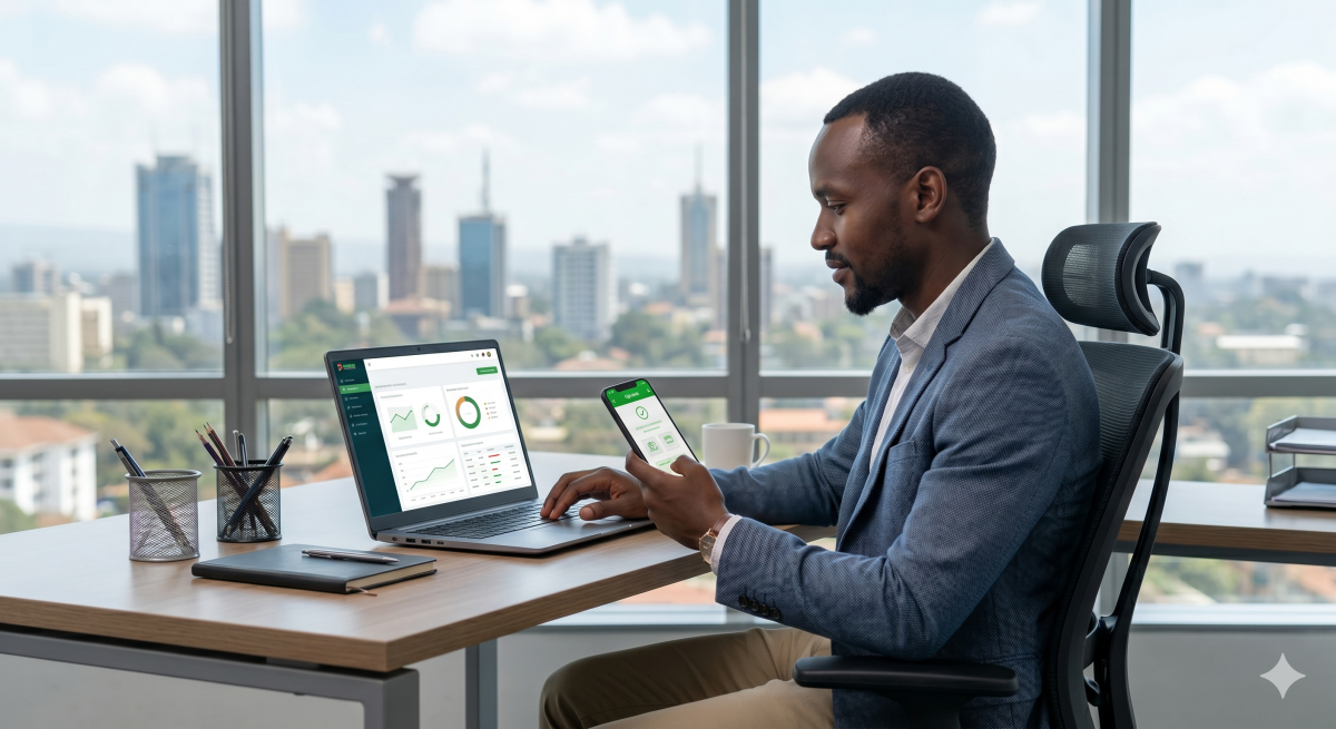 A professional manages his financial plan and an automated savings transaction from his office. PHOTO/Gemini