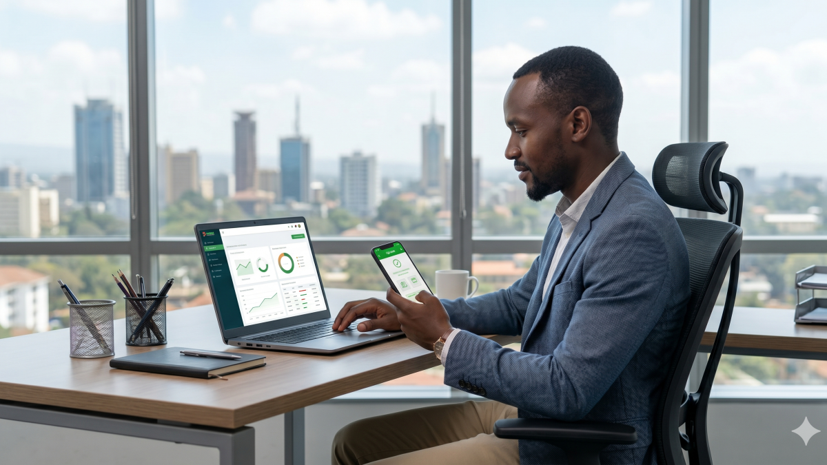A professional manages his financial plan and an automated savings transaction from his office. PHOTO/Gemini