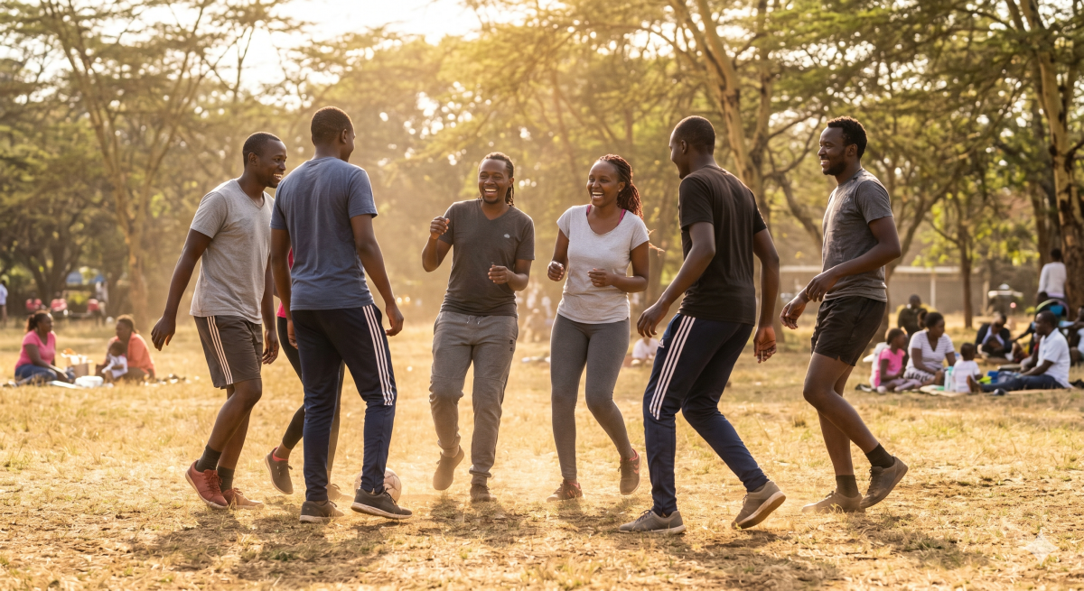 Young friends enjoy active leisure, laughing while playing in a sunny park. PHOTO/Gemini