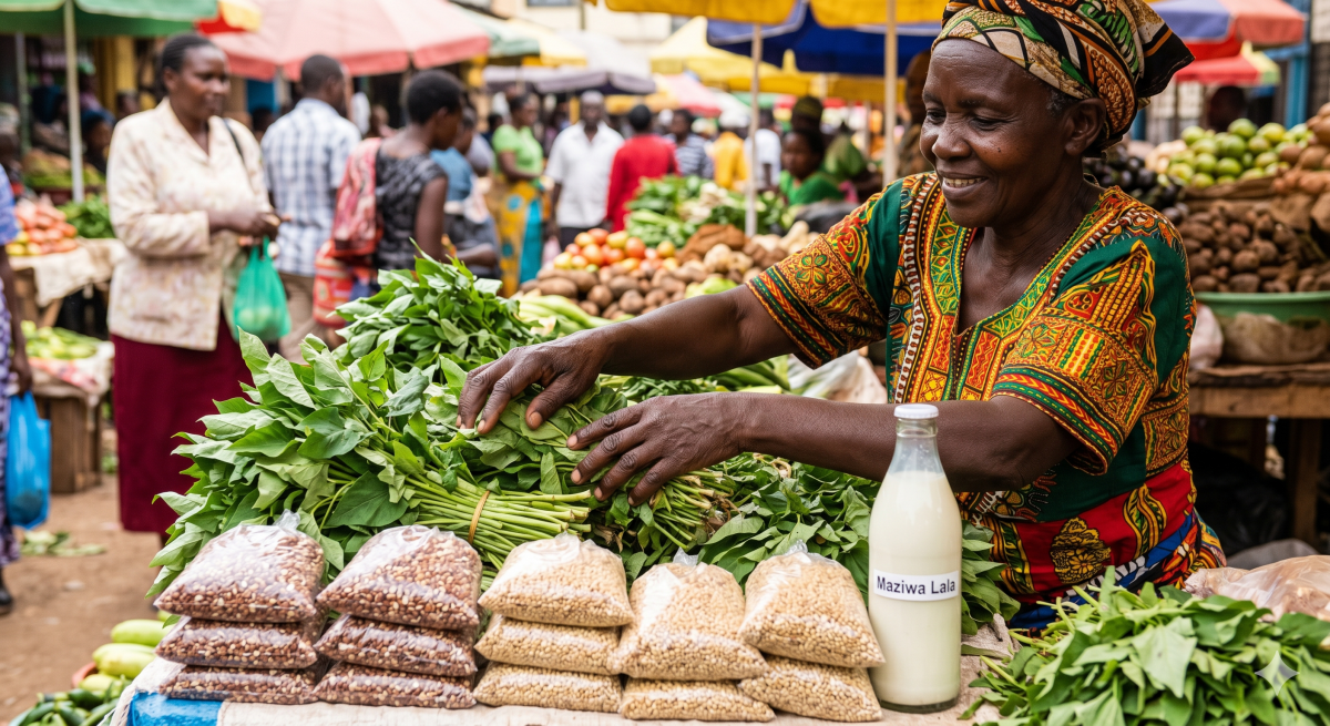A market vendor with fresh traditional greens and grains. PHOTO/Gemini