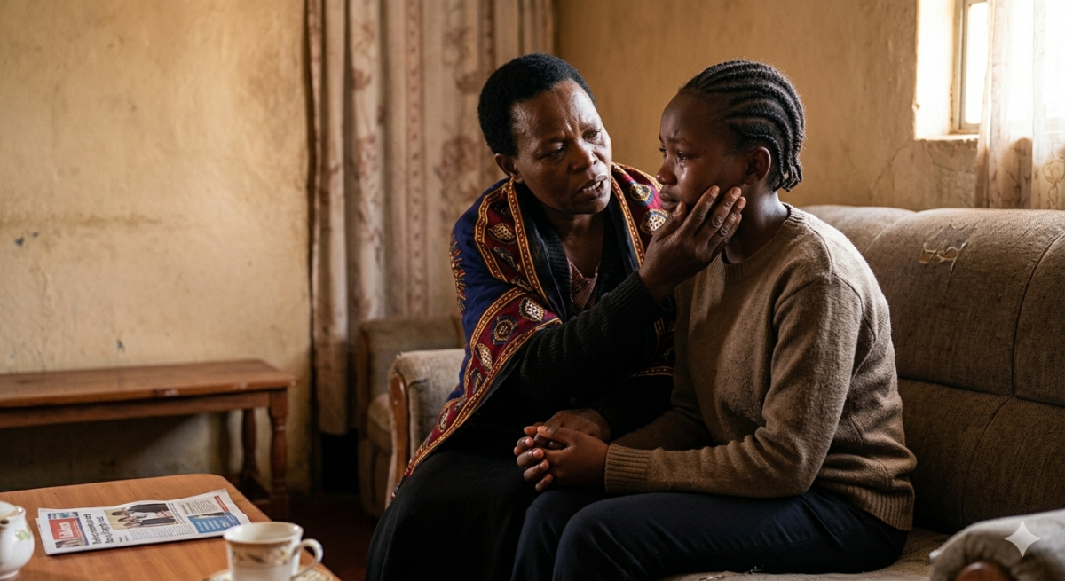 A student having shock after being affected by the school fire. PHOTO/Gemini