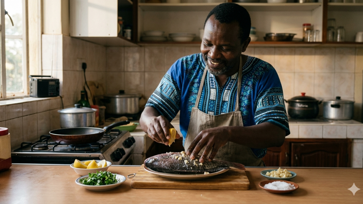 A man rubbing the fish with a little lemon, garlic, and salt before cooking to improve flavour. PHOTO/Gemini