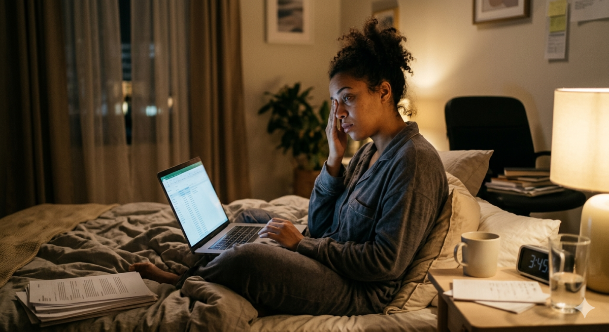A woman is unable to sleep due to working. PHOTO/Gemini