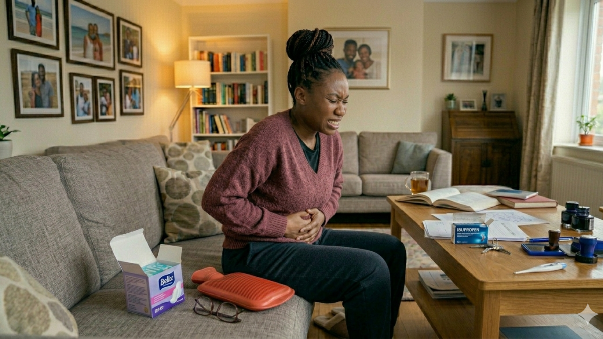 A woman having menstrual pain