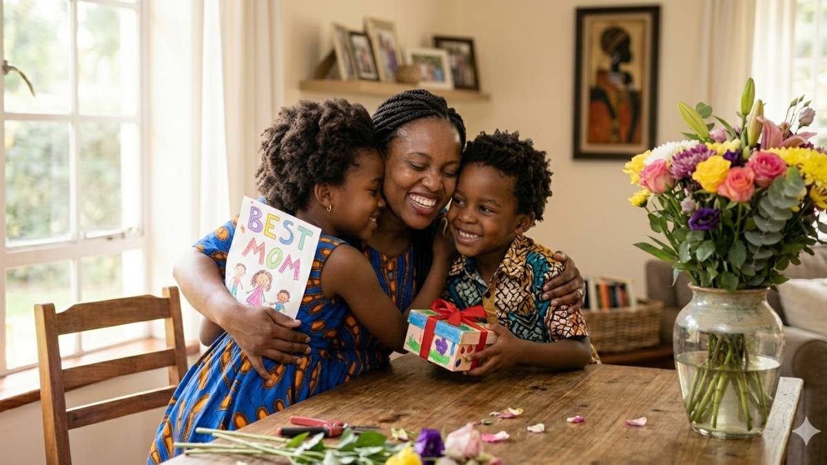 Mother hugging her kids as she receives a gift from them. PHOTO/Gemini