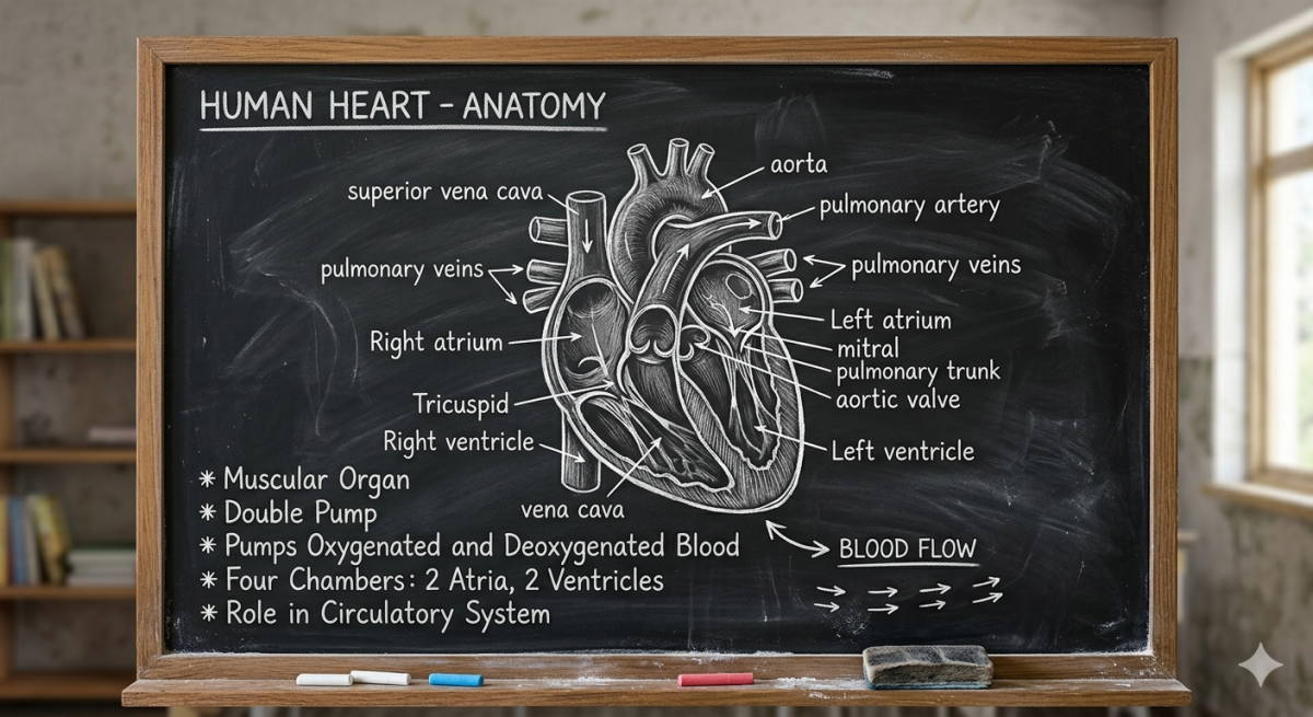 A human heart on a chalkboard. PHOTO/AI