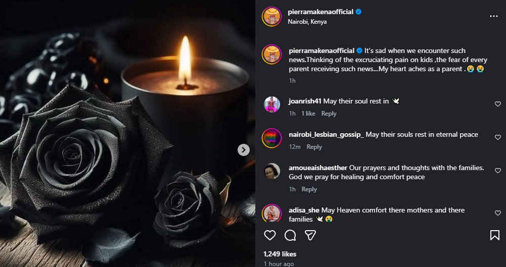 A post shared by Pierra Makena on her Instagram. PHOTO/Screengrab by K24 Digital