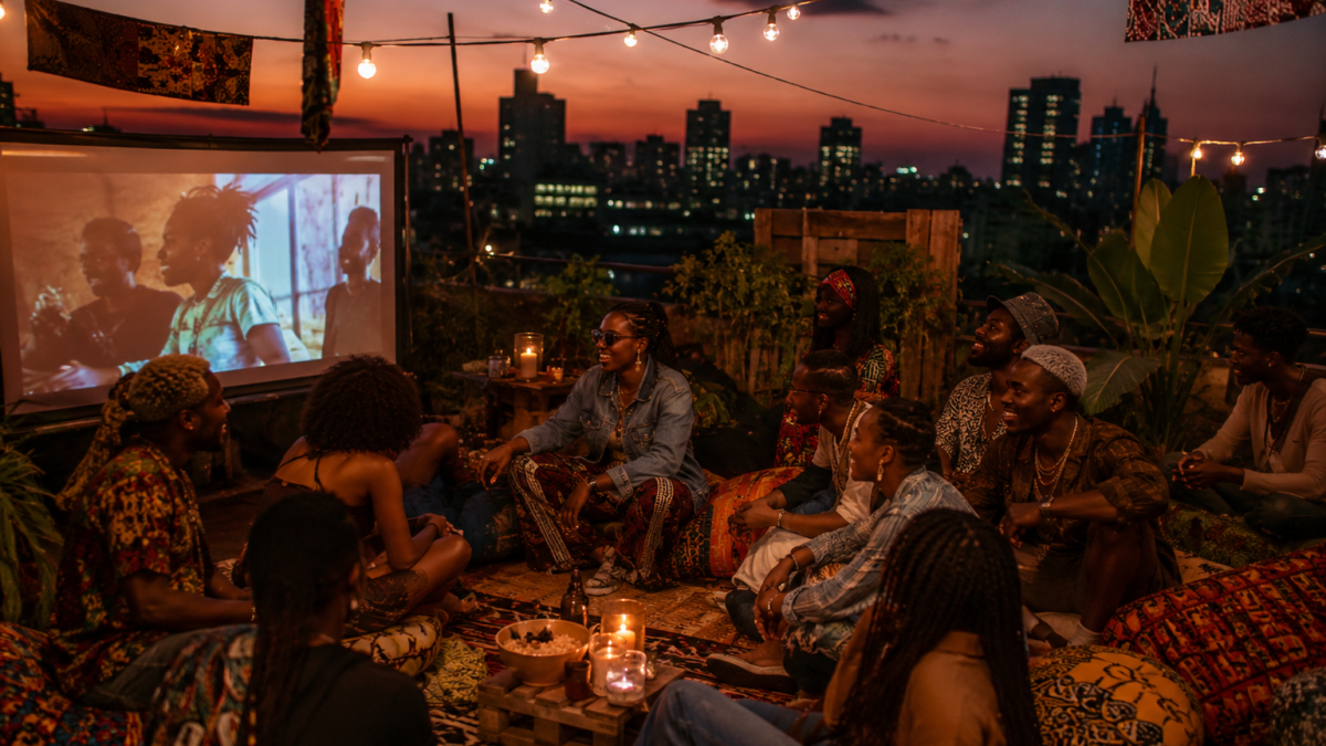 Sunset rooftop gathering with friends. PHOTO/AI