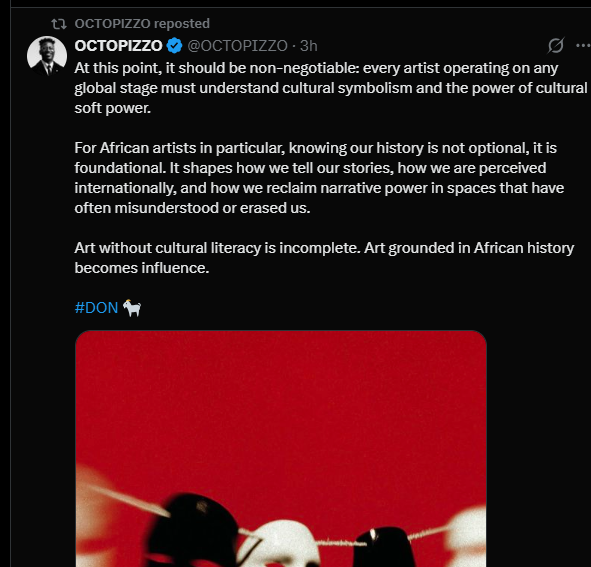 A post shared by Octopizzo on his X account. PHOTO/Screengrab by K24 Digital