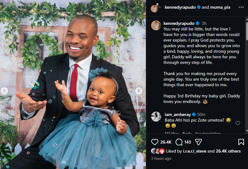A post shared by Kennedy Rapudo on Instagram. PHOTO/Screengrab by K24 Digital