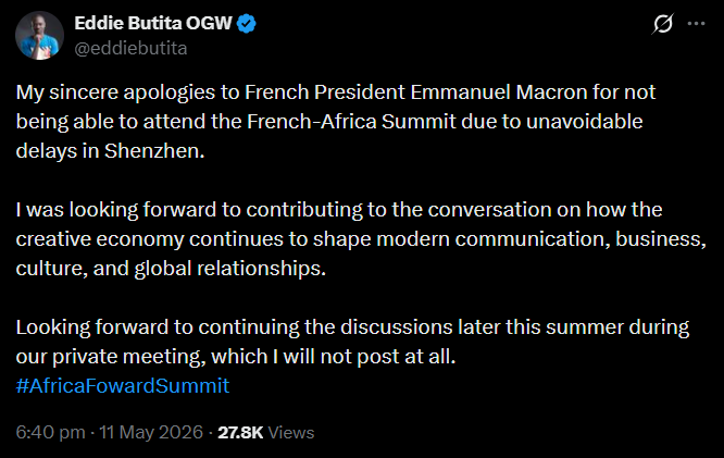Butita apologises to Emmanuel Macron for missing French-Africa Summit