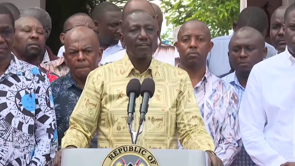 President William Ruto delivers a presser at Statehouse Mombasa on May 22, 2026. PHOTO/Screengrab by K24 Digital/https://www.facebook.com/williamsamoei