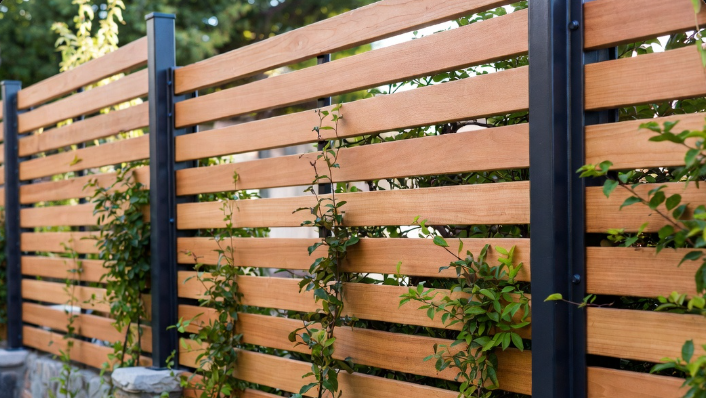 Horizontal slat fences: Modern way to add privacy without feeling closed in
