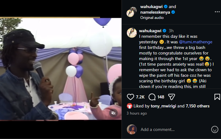A post shared by Wahu on her Instagram. PHOTO/Screengrab by K24 Digital