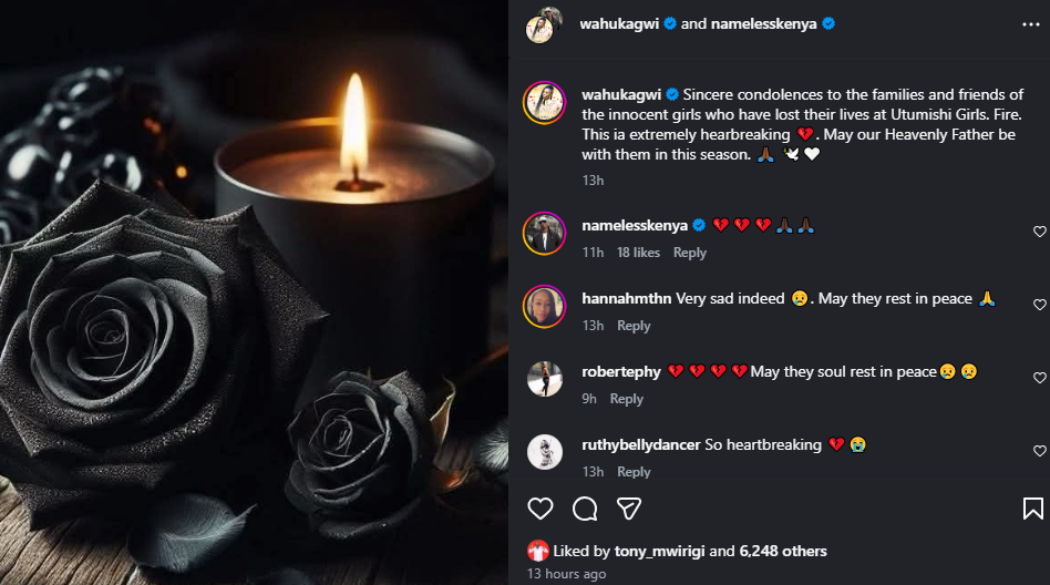 A post shared by Wahu Kagwi on Instagram. PHOTO/Screengrab by K24 Digital