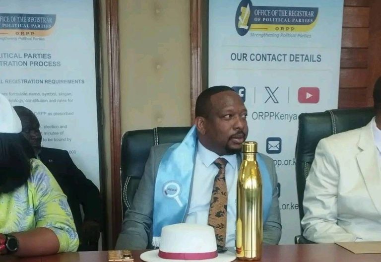 Former Nairobi Governor Mike Sonko while at the office of the Registrar of Political Parties, during the launch of his party, NERD. PHOTO/@MikeSonko/X
