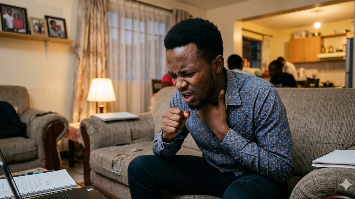 A man struggling to cough due to painful throat irritation. PHOTO/Gemini
