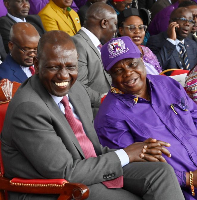 Francis Atwoli and William Ruto during Labour Day celebrations in the past. PHOTO/@AtwoliDza/X
