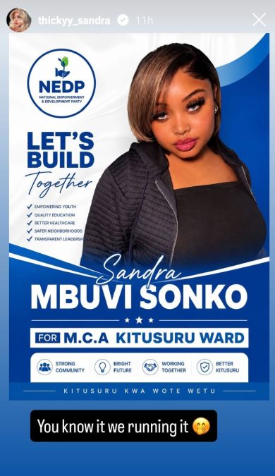Mike Sonko’s daughter Sandra eyes Kitusuru MCA seat