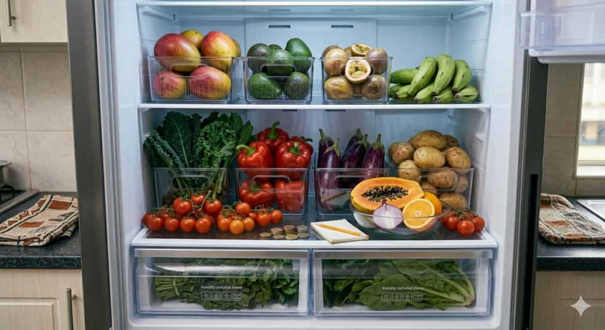 Fruits and vegetable stored in the fridge. PHOTO/Gemini