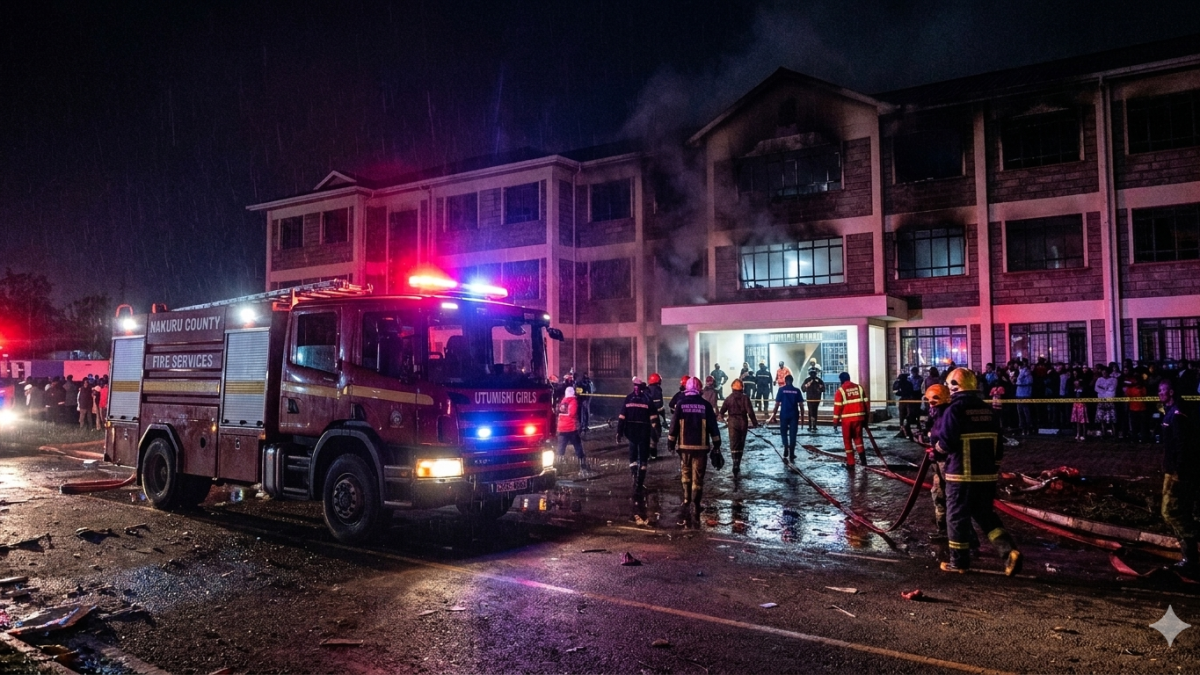A school dorm on fire. PHOTO/Nano Banana.